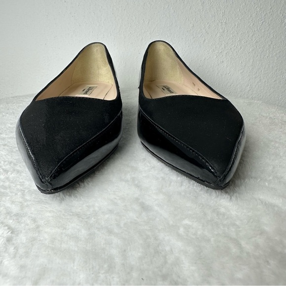 NWOB L.K. Bennett London Black Patent Leather Velvet Pointed Toe Loafers - Picture 4 of 14